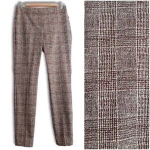 LAURÈL Plaid Pattern Stretch Dress Pants Brown & Cream Sz 6